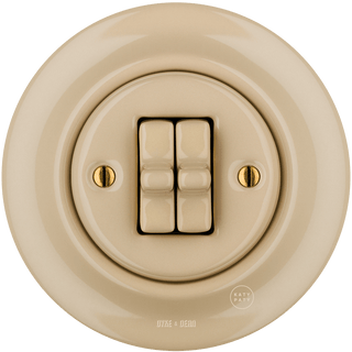 PORCELAIN WALL LIGHT SWITCH SAND 2 TOGGLE - DYKE & DEAN