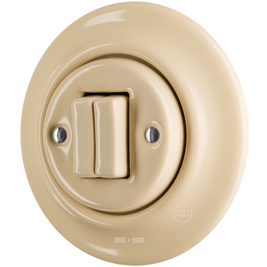 PORCELAIN WALL LIGHT SWITCH SAND DOUBLE - DYKE & DEAN