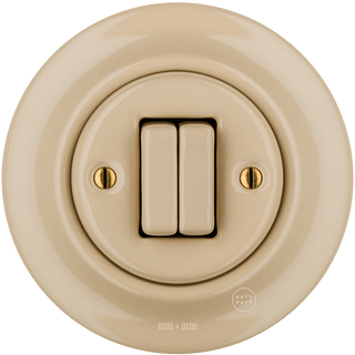 PORCELAIN WALL LIGHT SWITCH SAND DOUBLE - DYKE & DEAN
