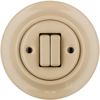 PORCELAIN WALL LIGHT SWITCH SAND DOUBLE - DYKE & DEAN