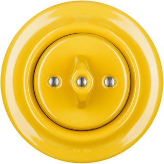 PORCELAIN WALL LIGHT SWITCH YELLOW ROTARY - DYKE & DEAN