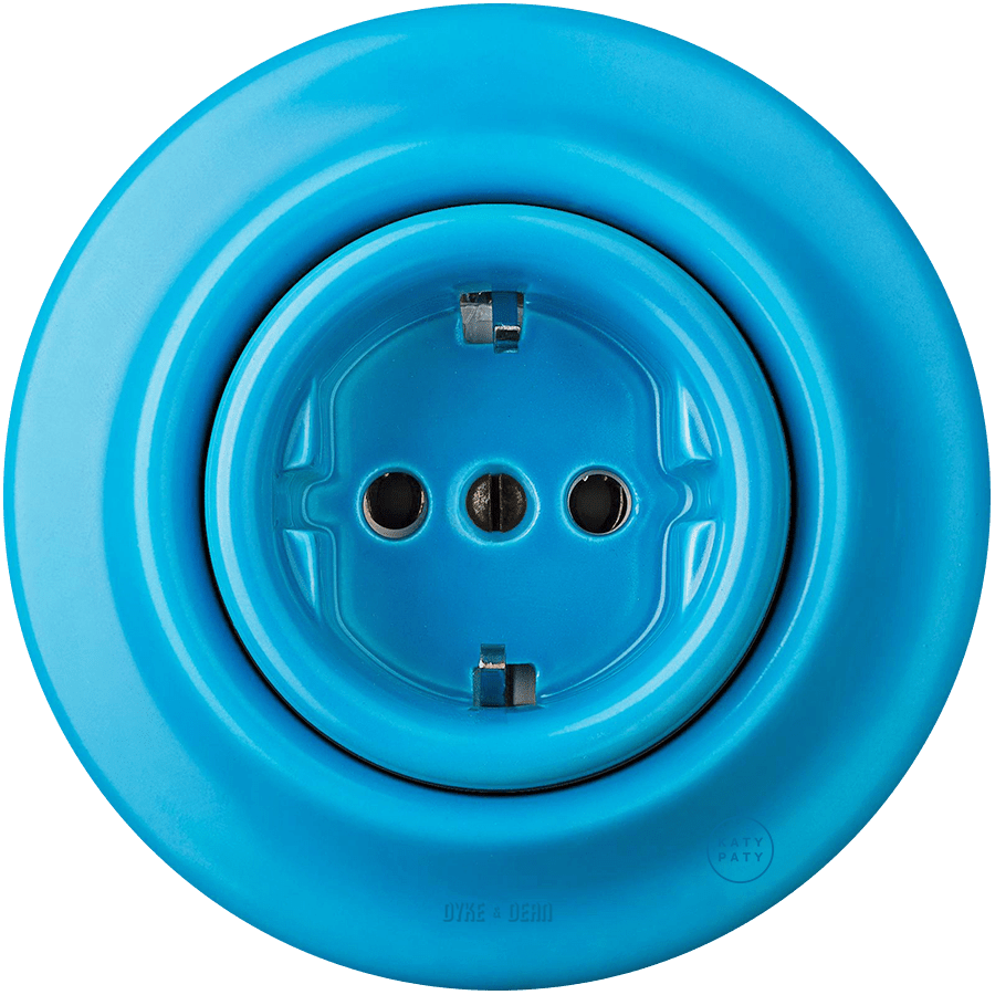 PORCELAIN WALL SOCKET AZURE SCHUKO - DYKE & DEAN