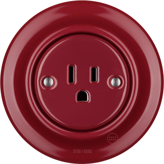 PORCELAIN WALL SOCKET BURGUNDY USA 15 AMP - DYKE & DEAN