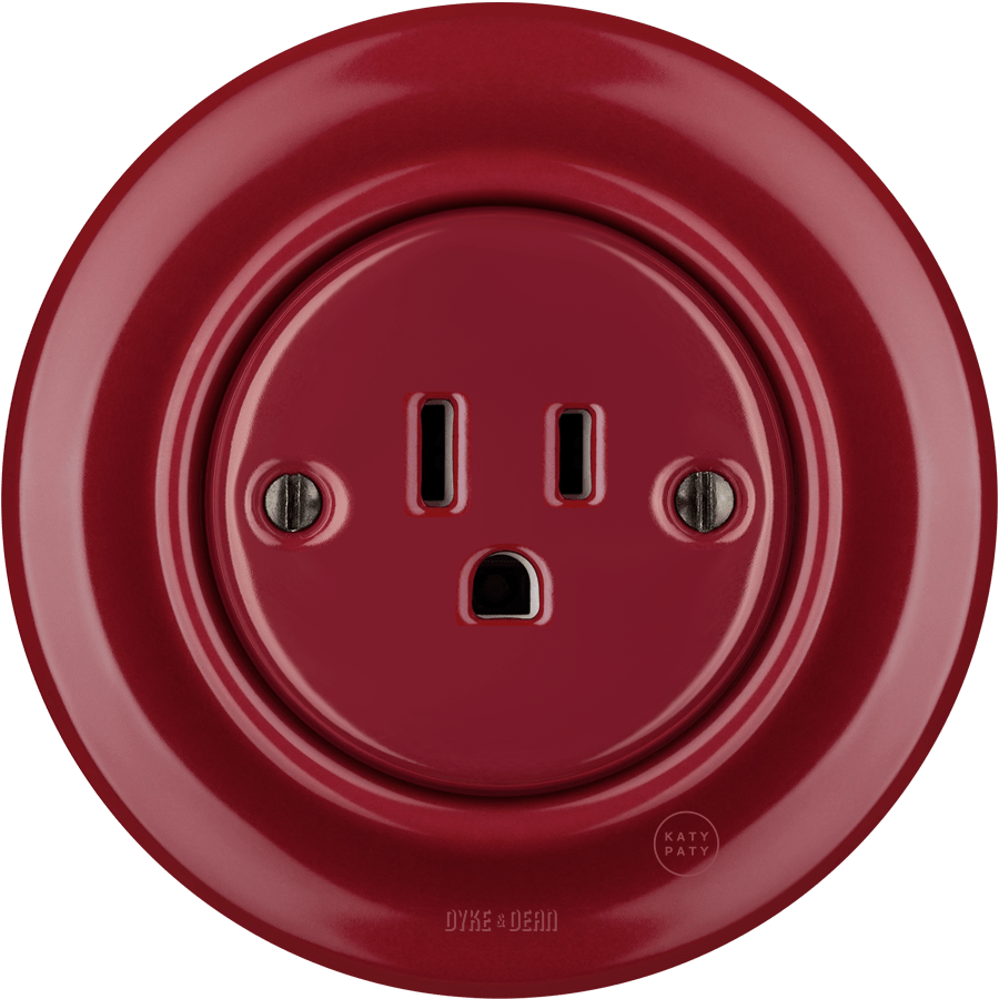 PORCELAIN WALL SOCKET BURGUNDY USA 15 AMP - DYKE & DEAN