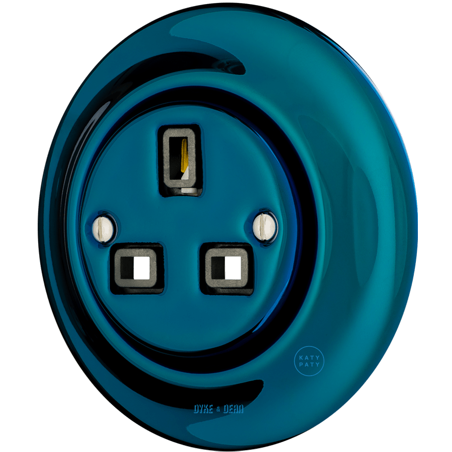 PORCELAIN WALL SOCKET DARK BLUE UK - DYKE & DEAN