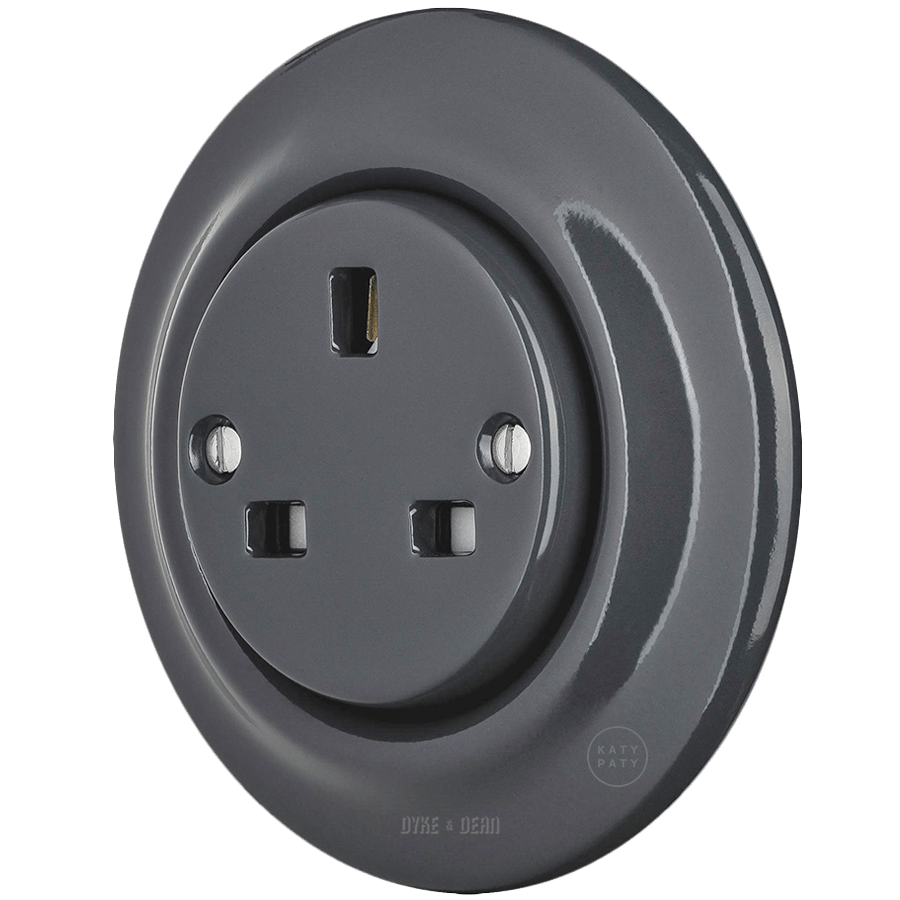 PORCELAIN WALL SOCKET DARK GREY UK - DYKE & DEAN
