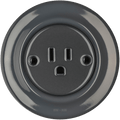 PORCELAIN WALL SOCKET DARK GREY USA 15 AMP - DYKE & DEAN