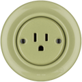 PORCELAIN WALL SOCKET MOSS GREEN USA 15 AMP - DYKE & DEAN
