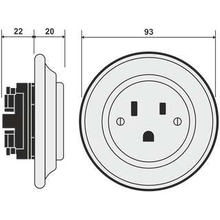 PORCELAIN WALL SOCKET MOSS GREEN USA 15 AMP - DYKE & DEAN