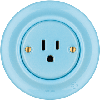 PORCELAIN WALL SOCKET PASTEL BLUE USA 15 AMP - DYKE & DEAN