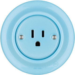 PORCELAIN WALL SOCKET PASTEL BLUE USA 15 AMP - DYKE & DEAN