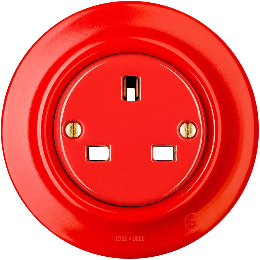 PORCELAIN WALL SOCKET RED UK - DYKE & DEAN