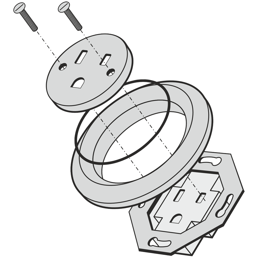 PORCELAIN WALL SOCKET RED USA 15 AMP - DYKE & DEAN