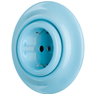 PORCELAIN WALL SOCKET SCHUKO PASTEL BLUE - DYKE & DEAN