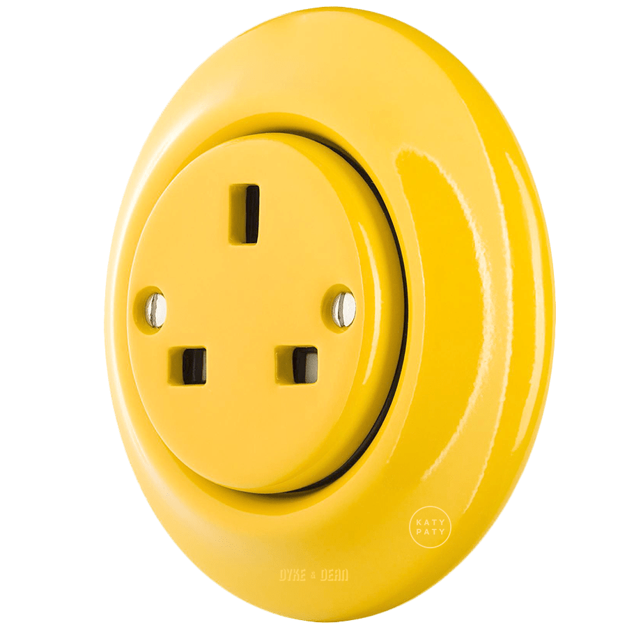 PORCELAIN WALL SOCKET YELLOW UK - DYKE & DEAN