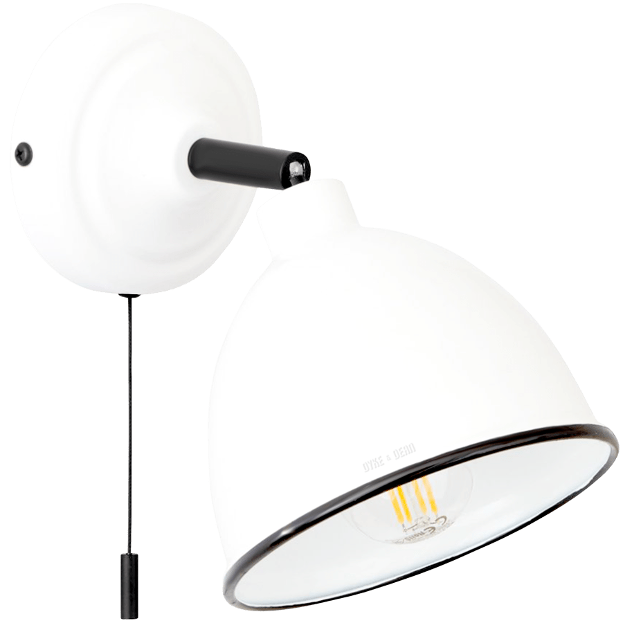 PULL SWITCH WALL LIGHT SHADE WHITE - DYKE & DEAN