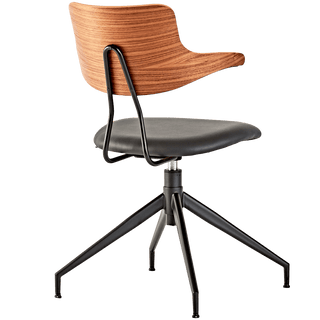 VL119 LEATHER & WOOD SWIVEL CHAIR - DYKE & DEAN