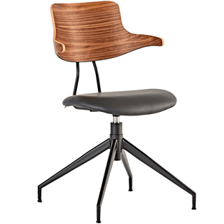 VL119 LEATHER & WOOD SWIVEL CHAIR - DYKE & DEAN