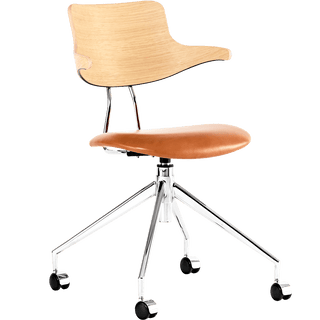 VL119 LEATHER & WOOD SWIVEL CHAIR - DYKE & DEAN
