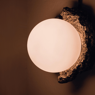 WALL LIGHT NATURAL METAL OPAL GLOBE - DYKE & DEAN