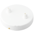 White two-way cable ceiling rose with two black cable grips