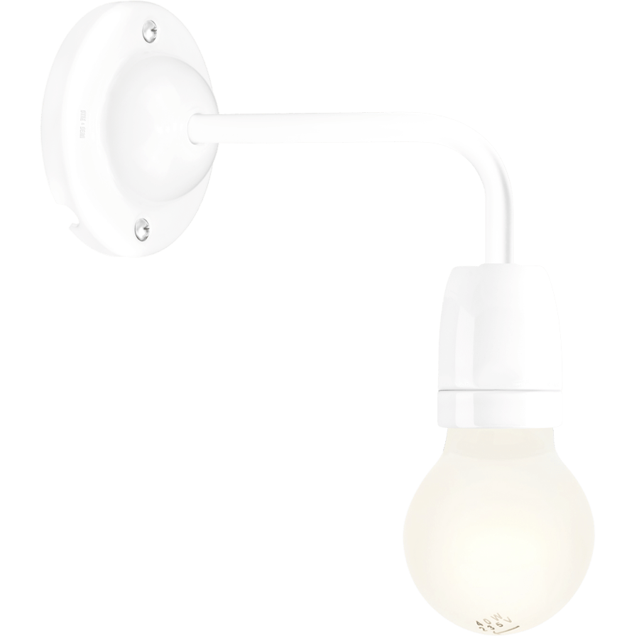 WHITE CERAMIC 90° DEGREE WALL LIGHT - DYKE & DEAN