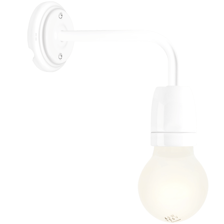 WHITE CERAMIC 90° DEGREE WALL LIGHT - DYKE & DEAN