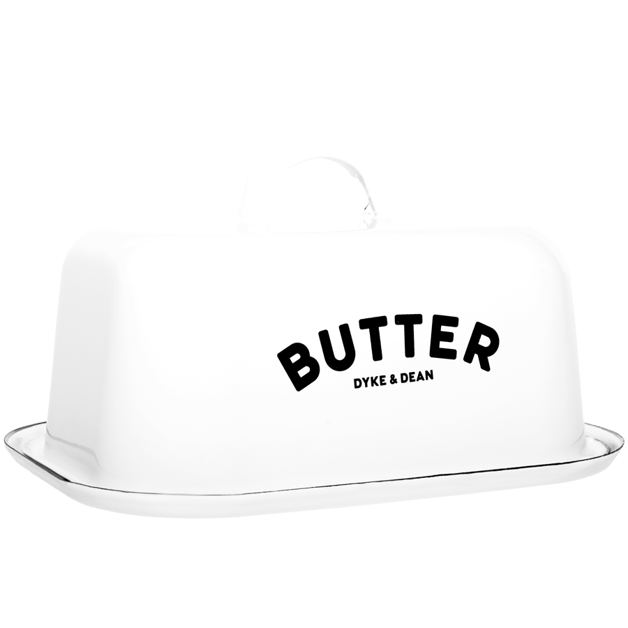 WHITE ENAMEL BUTTER DISH - DYKE & DEAN