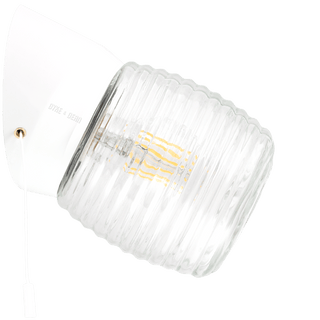 WHITE PULL CORD SWITCHED REARWIRED WALL LAMPS - DYKE & DEAN