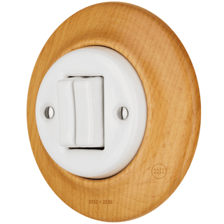 WOODEN PORCELAIN WALL LIGHT SWITCH FAGUS DOUBLE - DYKE & DEAN