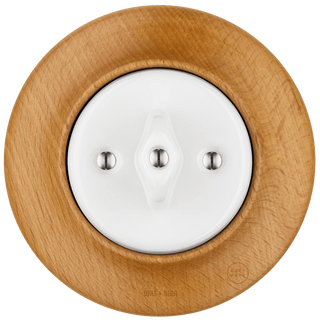 WOODEN PORCELAIN WALL LIGHT SWITCH FAGUS ROTARY - DYKE & DEAN