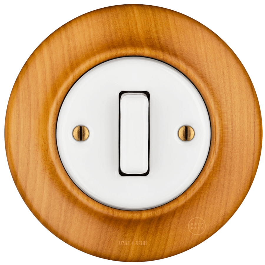 WOODEN PORCELAIN WALL LIGHT SWITCH PADELUS SLIM BUTTON - DYKE & DEAN