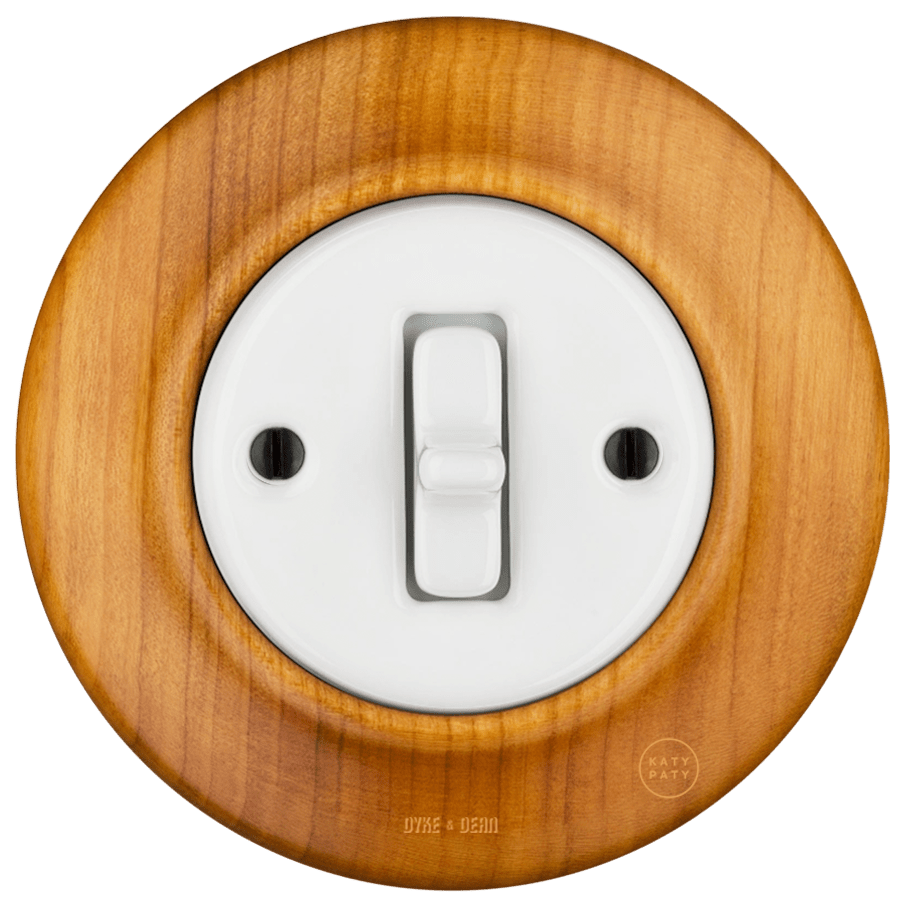 WOODEN PORCELAIN WALL LIGHT SWITCH PADELUS TOGGLE - DYKE & DEAN