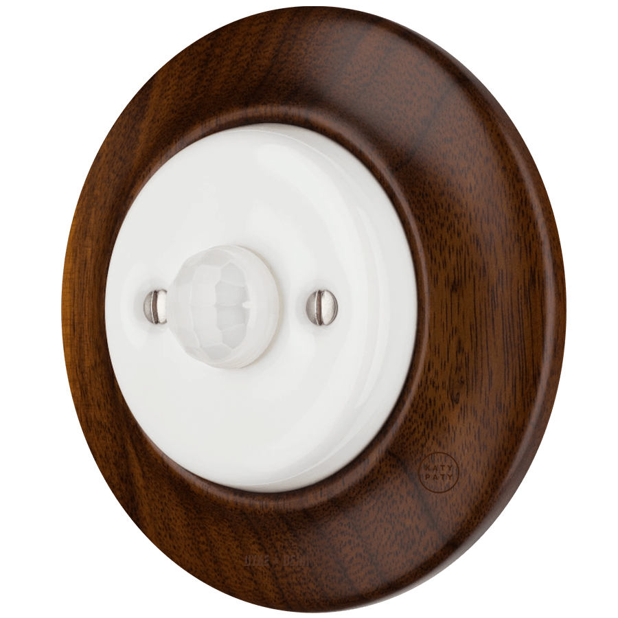 WOODEN PORCELAIN WALL SOCKET NUCLEUS MOTION SENSOR - DYKE & DEAN