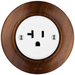 WOODEN PORCELAIN WALL SOCKET NUCLEUS USA 20A - DYKE & DEAN