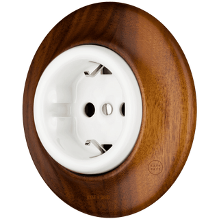 WOODEN PORCELAIN WALL SOCKET NUCMAG SCHUKO - DYKE & DEAN