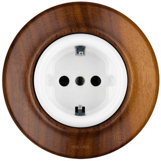 WOODEN PORCELAIN WALL SOCKET NUCMAG SCHUKO - DYKE & DEAN