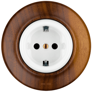 WOODEN PORCELAIN WALL SOCKET NUCMAG SCHUKO - DYKE & DEAN