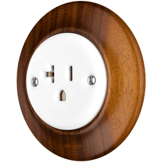 WOODEN PORCELAIN WALL SOCKET NUTMAG USA 20A - DYKE & DEAN